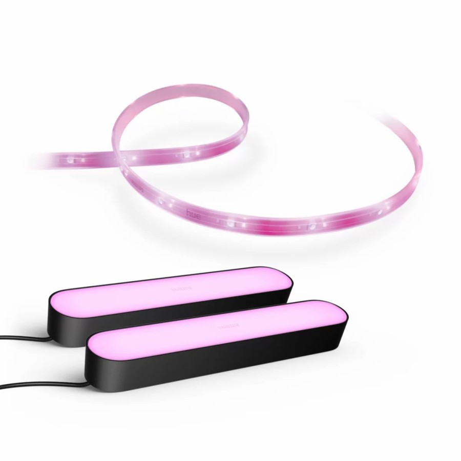 Smartes Licht Philips Hue | Set: 2X Play Lightbar Schwarz + Lightstrip Basis V4 2M