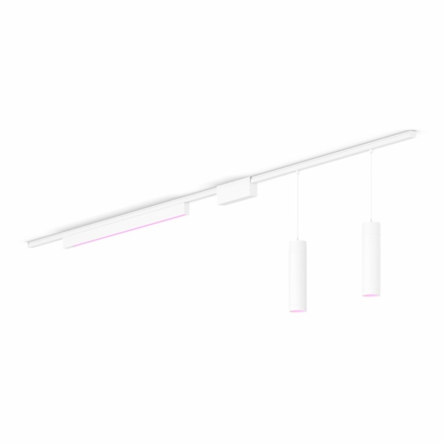 Smartes Licht Philips Hue | Perifo Basis-Set Gerade Deckenleuchte Weis (2 Pendel, 1 Lightbar)