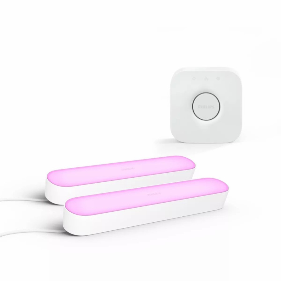 Smartes Licht Philips Hue | Set: 2X Play Lightbar Weis + Bridge