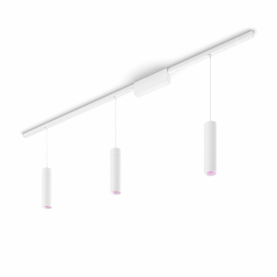 Smartes Licht Philips Hue | Perifo Basis-Set Deckenleuchte Weis Gerade (3 Pendel)