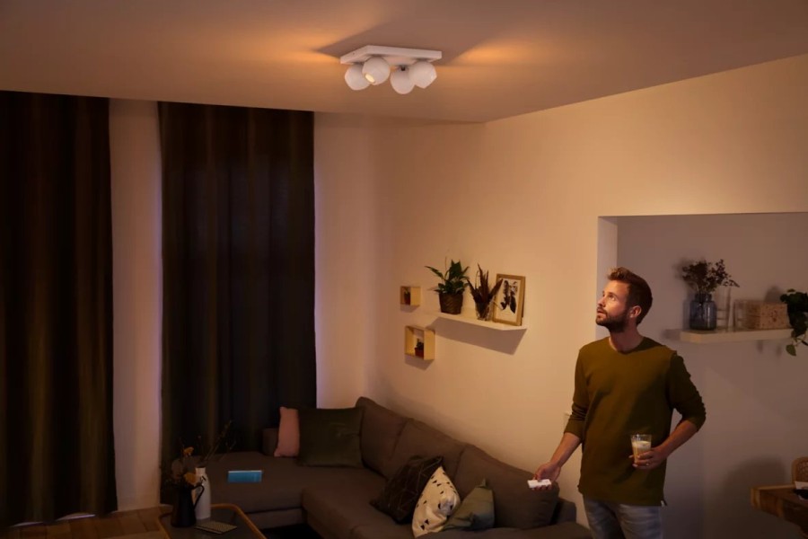 Smartes Licht Philips Hue | Buckram Viererspot Weis + Dimmschalter