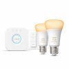 Smartes Licht Philips Hue | Starter-Set: E27 Lampe A60 Doppelpack + Dimmschalter