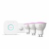 Smartes Licht Philips Hue | Starter-Set: Gu10 - Smarte Spots Dreierpack + Smart Button