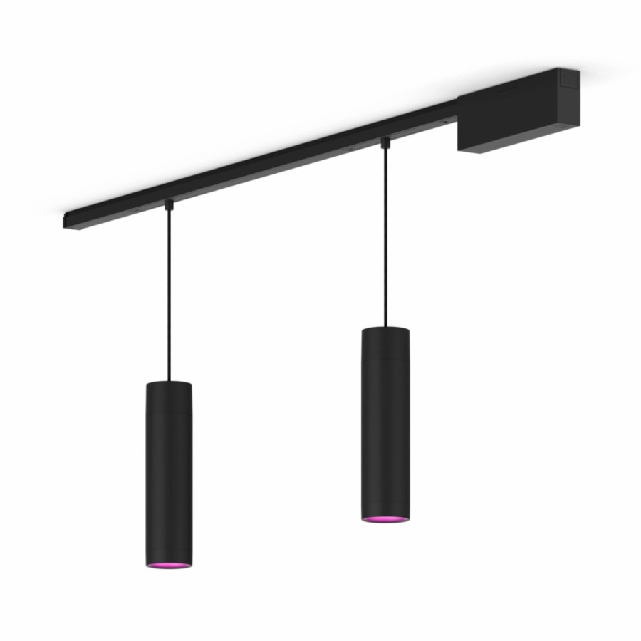 Smartes Licht Philips Hue | Perifo Basis-Set Gerade Deckenleuchte Schwarz (2 Pendel)