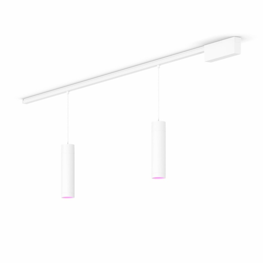 Smartes Licht Philips Hue | Perifo Basis-Set Gerade Deckenleuchte Weis (2 Pendel)