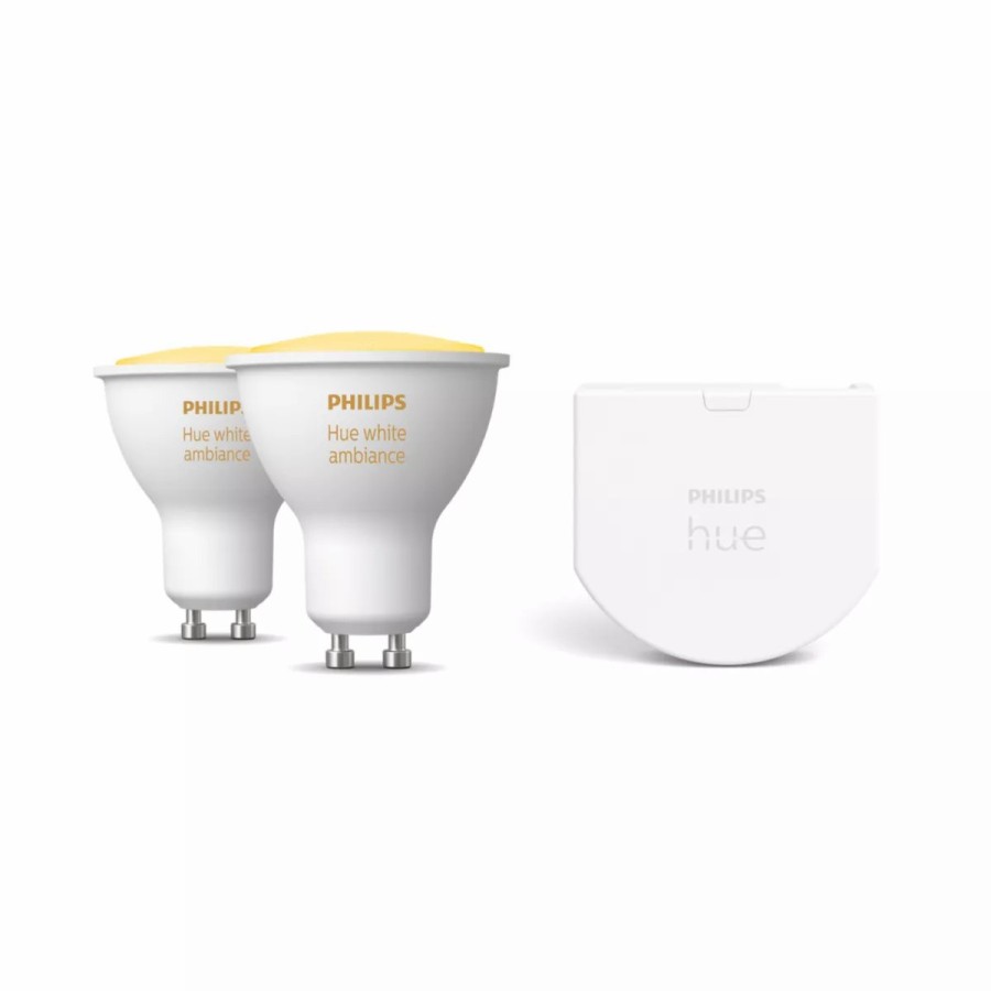 Smartes Licht Philips Hue | Set: 2X White Ambiance Gu10 + Wandschalter-Modul