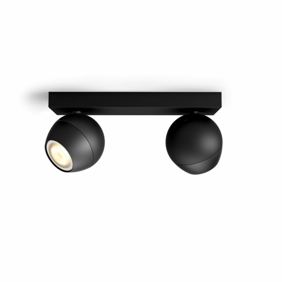 Smartes Licht Philips Hue | Buckram Doppelspot Schwarz + Dimmschalter