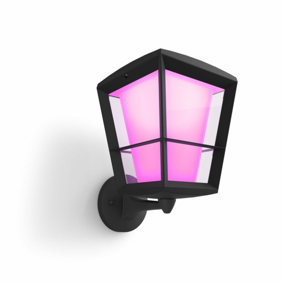 Smartes Licht Philips Hue | Econic Outdoor Stehende Wandleuchte Schwarz