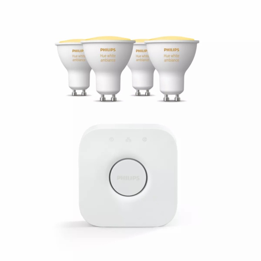 Smartes Licht Philips Hue | Set: 4X White Ambiance Gu10 + Hue Bridge